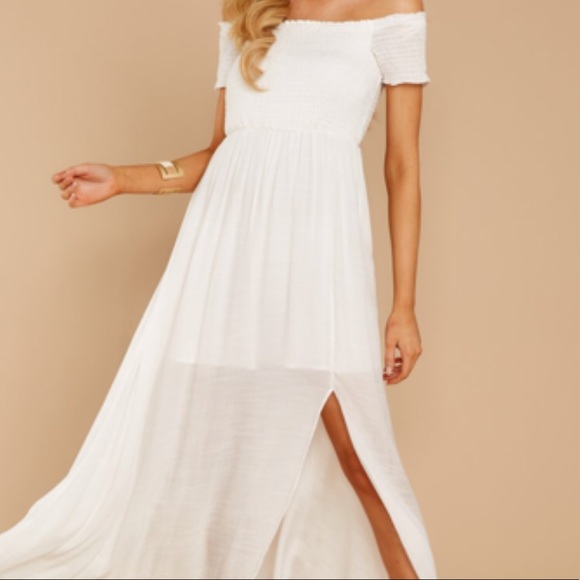 Off Shoulder White Maxi Dress - Picture 2 of 8